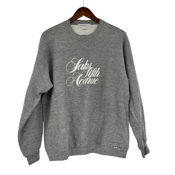 VINTAGE Saks Fifth Avenue gray long sleeve pullover cozy sweatshirt size XL - Picture 1 of 5
